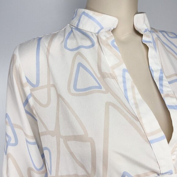 UCHUU Designer Mtl Flounce 3/4 sleeves Summer Geometric Pattern White Dress 2 - Picture 5 of 8
